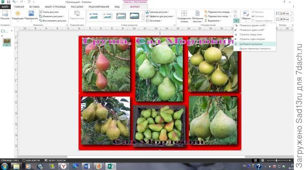 Поворот фото в Microsoft Office Publisher