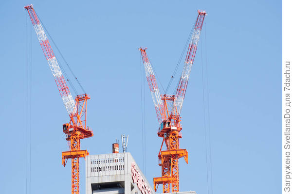 Краны на фоне неба