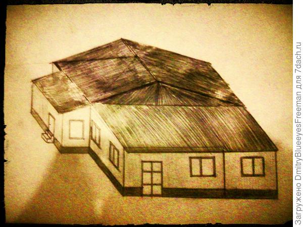 Вот сегодня сделал набросок. Примерно так планирую крышу сделать.