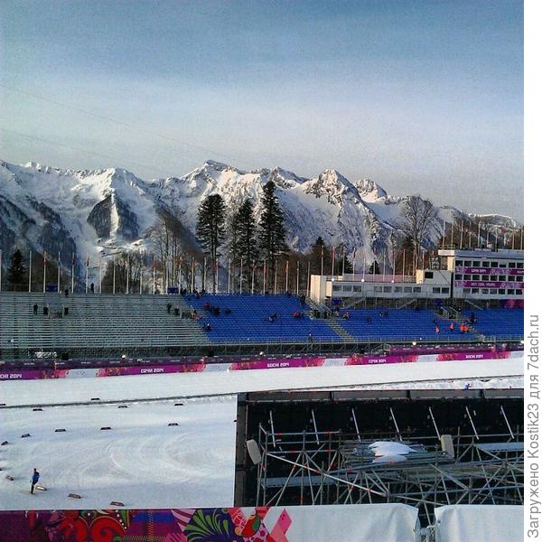 Красная поляна олимпиада -рассвет ещё пустой стадион!