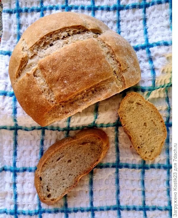 "Цельно зерновой хлеб по деревенски на "кислом" тесте с семенами льна и подсолнуха..."