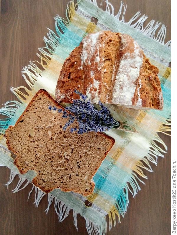 Сегодняшний хлебушек ;) &amp;quot; Не сладкий дрожжевой хлеб из цельно зерновой пшеничной, цельно зерновой ржаной и пшеничной муки 1 сорта с натуральным кофе, мёдом, лавандовой и арахисом&amp;quot;...