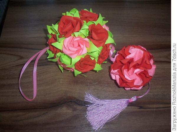 Шар- розы в технике кусудамы