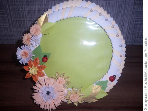 Рамка для фотографии - модульное оригами, цветочки - в технике квиллинга