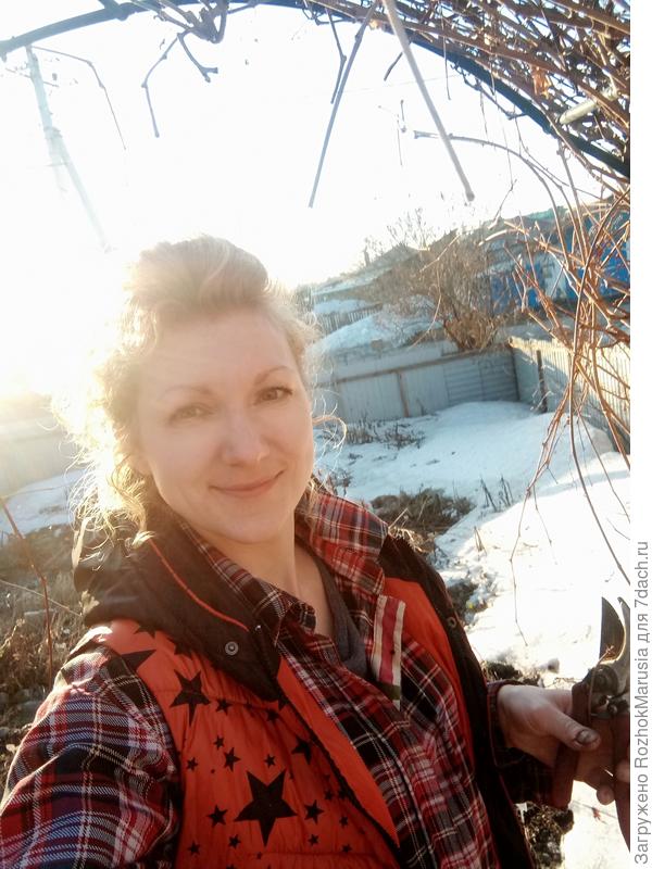 Пока жарилось мяско, успела арочку с девичьим виноградником подстричь)