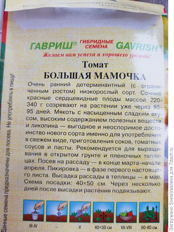 Описания томата "Большая мамочка: