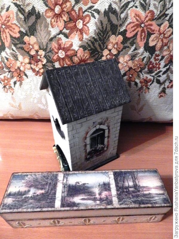 Декупаж от дочери: чайный домик и шкатулка для колец.