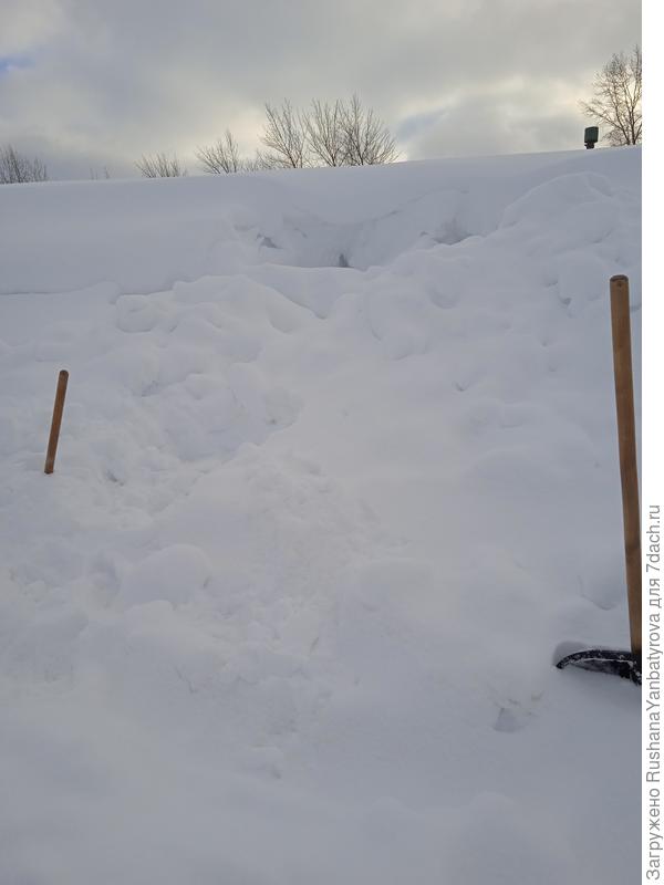 А за &quot;дырочкой&quot; Наверху сугроба дверь гаража. Докопайся вот!