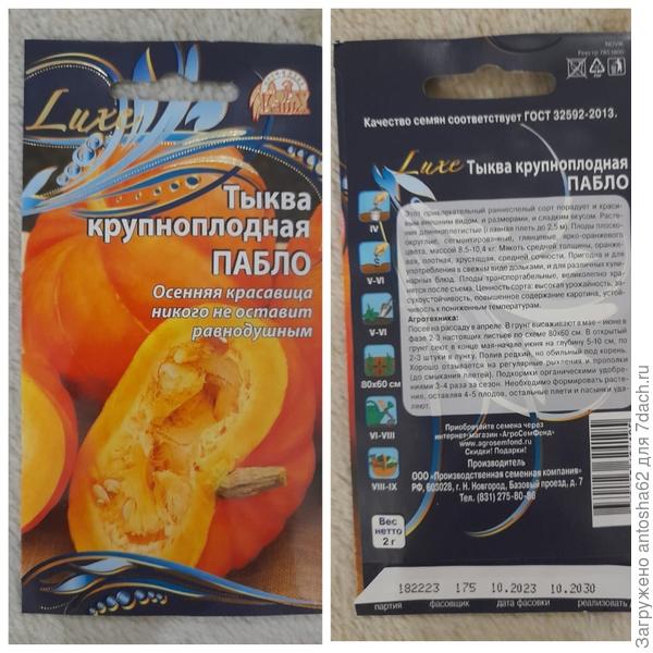 Общий вид упаковки семян