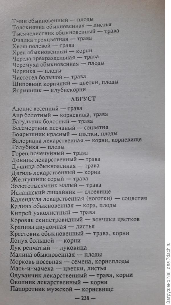 календарь сбора растений