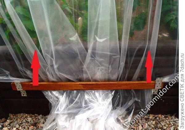 Держатель пленки торцевой. Стрелками показано как снимается крепежная планка.