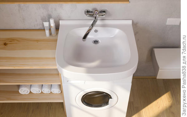 Если совсем прям некуда засунуть стиральную машину, делают иногда так