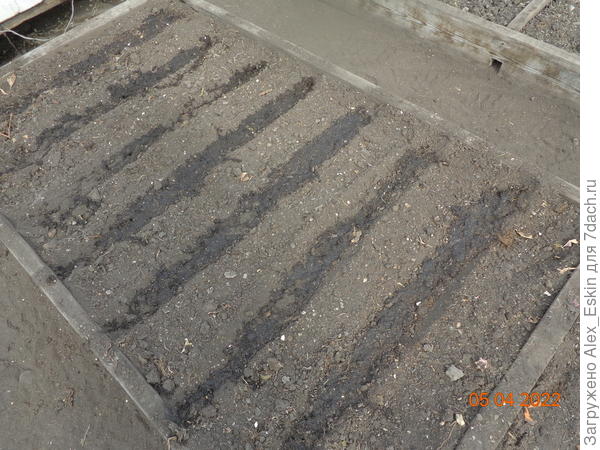 сделал бороздки,пролил