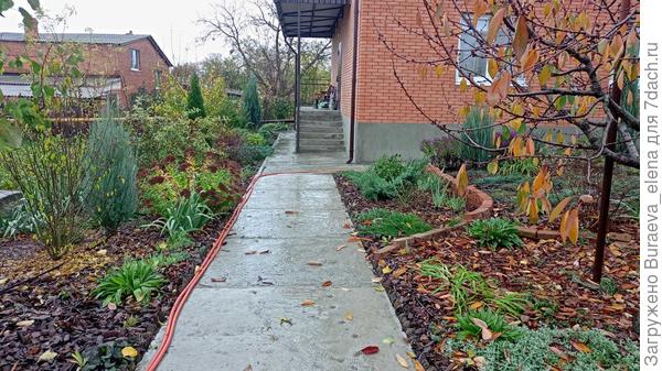 И вид на домик. Дождик усилился и я бодро поскакала домой))