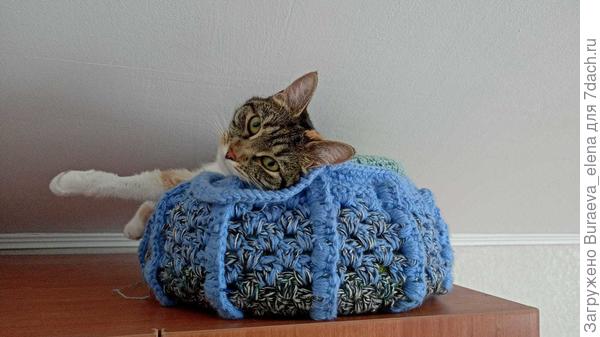 Освоила мою корзинку для рукоделия... Теперь надо связать вторую корзинку... Ибо эта уже занята