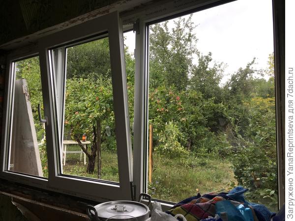 Это самое большое окно на кухне. С этой стороны планирую пристроить террасу, можно будет не выходя из кухни на стол накрывать))