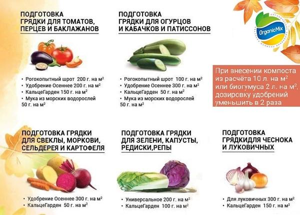 Подготовка грядок осенью. Рекомендации по внесению удобрений «ОрганикМикс» для овощных и зеленных культур