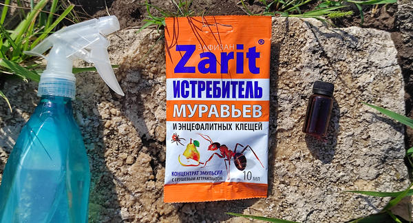 Истребитель муравьев и энцефалитных клещей Zarit с грушевым аттрактантом поможет избавиться от муравьев на участке