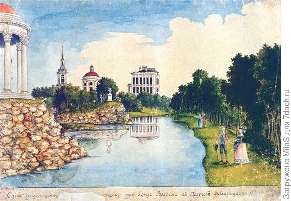 Имение Бобринских в Богородицке - акварель самого А.Т. Болотова