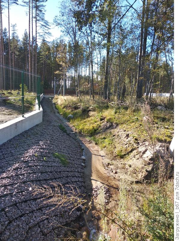Здесь виден ручей и то, как красиво облагородил сосед берег ручья.