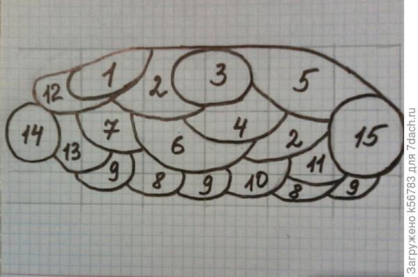 План. 13. Ирис бородатый. 14. Спирея с розовыми цветами. 15. Рябина.