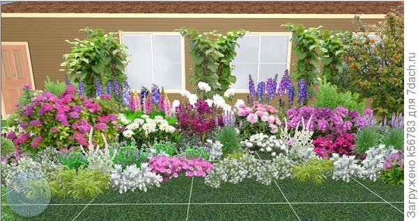 Вот так оформлен первый цветник