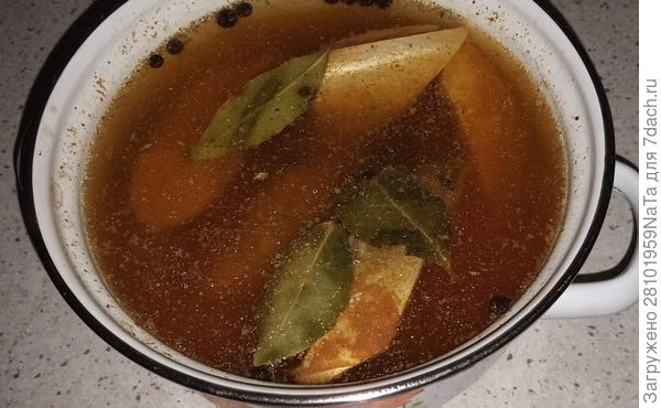 заливаем рассолом из луковой шелухи рыбу