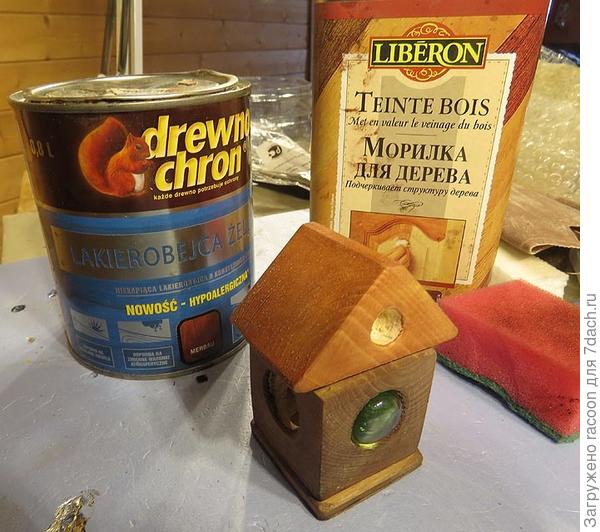 Крыша домика покрыта акриловым гелем, а домик водной морилкой Либерониор Rhsif ljvbrf Е
