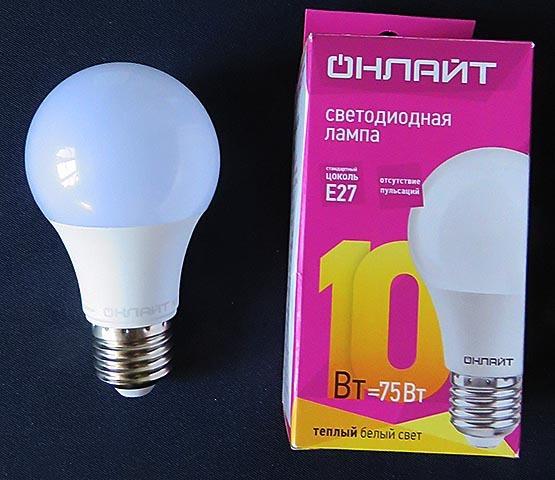 ОНЛАЙТ LED Е27, 10Вт/75Вт, 750 лм, 30000 ч, 1 г— 109 руб.