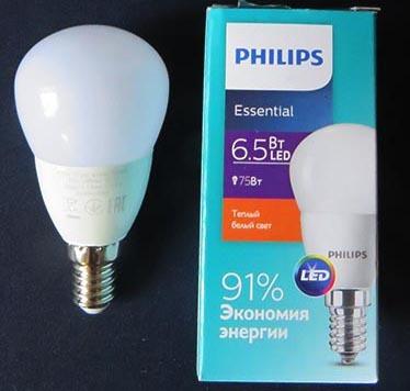 PHILIPS LED Е14, 6,5Вт/75Вт, 2 г— 139 руб.