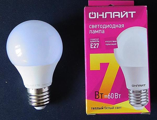 ОНЛАЙТ LED Е27, 7Вт/60Вт, 525 лм, 30000 ч, 1 г— 89 руб