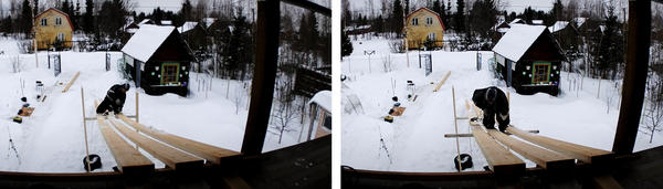 Крепим доски ската к поперечной балке