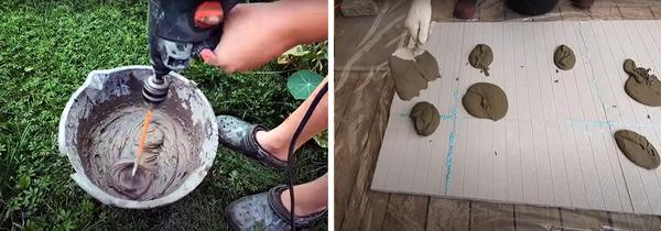 Разводим клей и накидываем на пенополистирол. Фото с канала Песни Яши Косяка