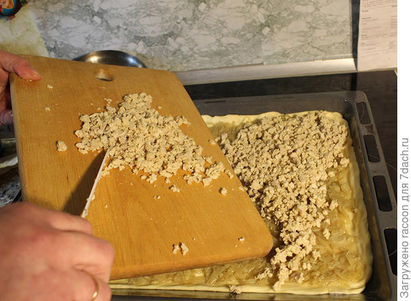 фарш обжаривался с небольшим количеством лука