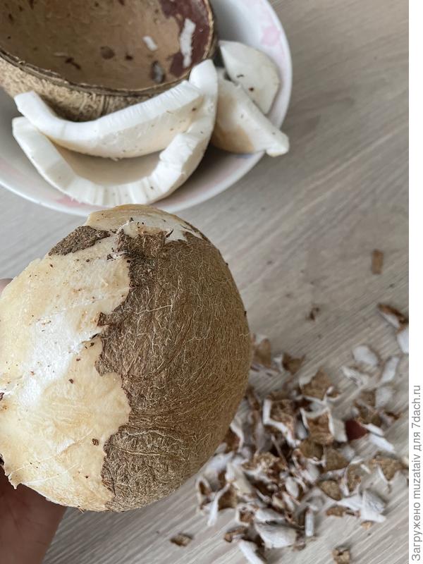 Вынуть мякоть. Почистить от коричневой пленки