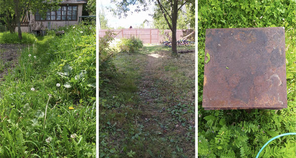 Вот они, "направления движения по участку" и снятое старое покрытие с единственной обустроенной дорожки