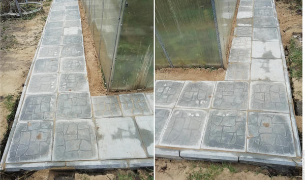 Лицевая часть дорожки и изнаночная, с плиткой 30*30