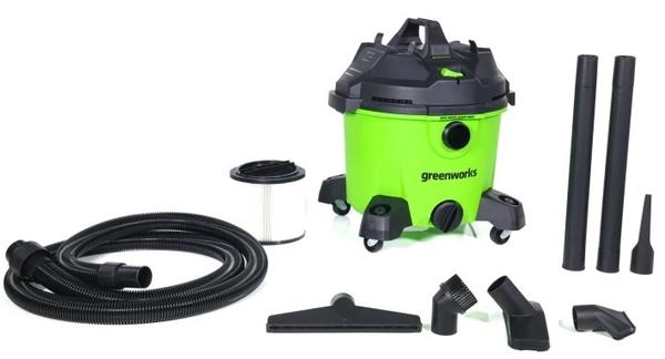 Строительный пылесос Greenworks G120WDV с объемом чаши 34 л. Фото с сайта gw-house.ru