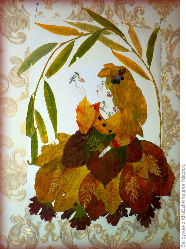 На наряд пошли листики из нашего сада,  кроме веточки ивы...