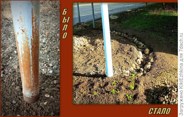 Наш  пред-остановочный   обновлённый  столбик  под  дорожным знаком...