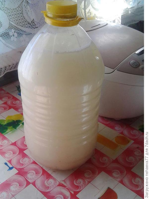 Вылила в пятилитровую бутыль