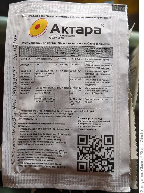 Актара, обратная сторона, 2020 год производства