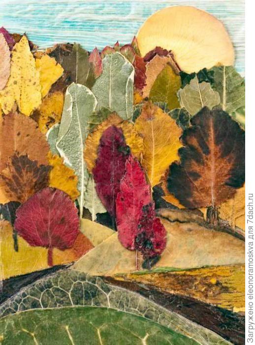 Идеи коллажей из листьев