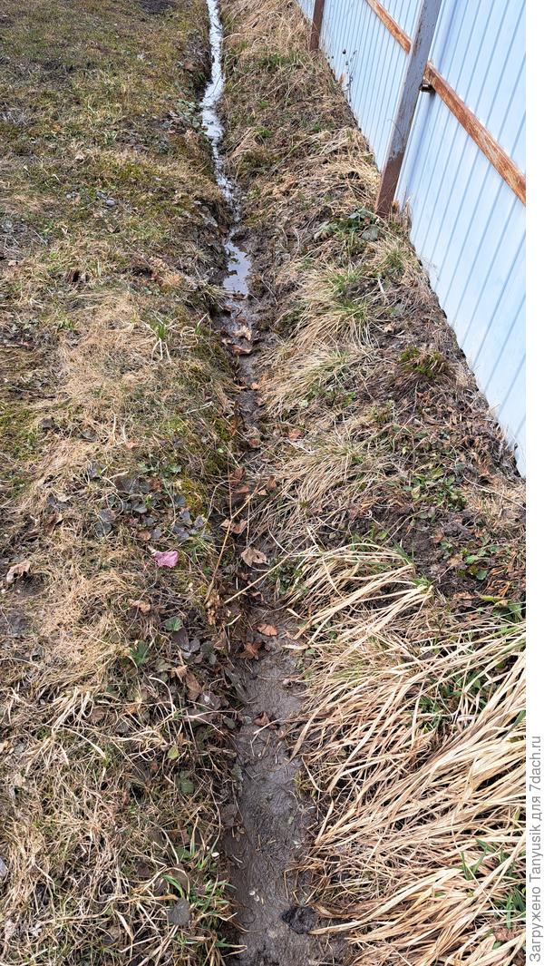 Муж только начал весеннюю прочтстку. Водичка течет.