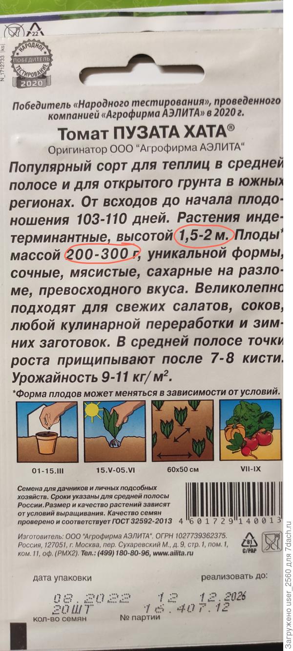 Пузата Хата от Аэлиты. Вес плодов, высота куста, форма томата - всё другое...