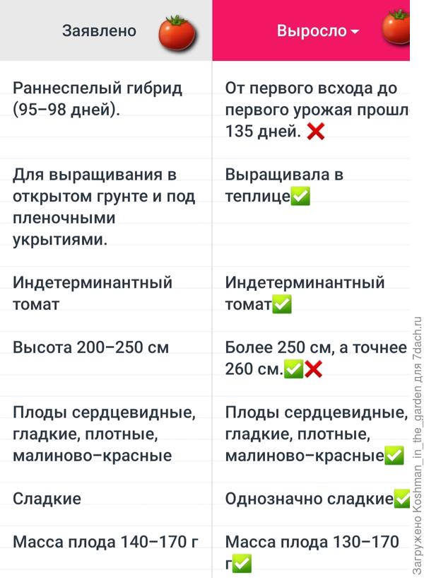 Сравнительная таблица