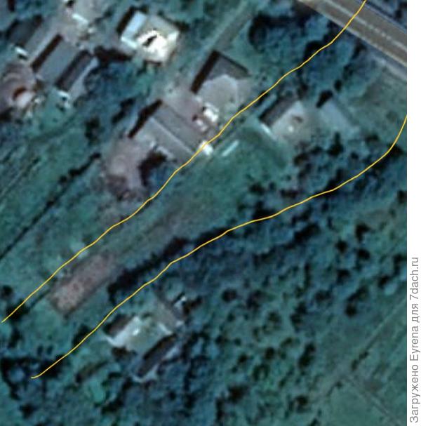 Желтым примерные очертания участка