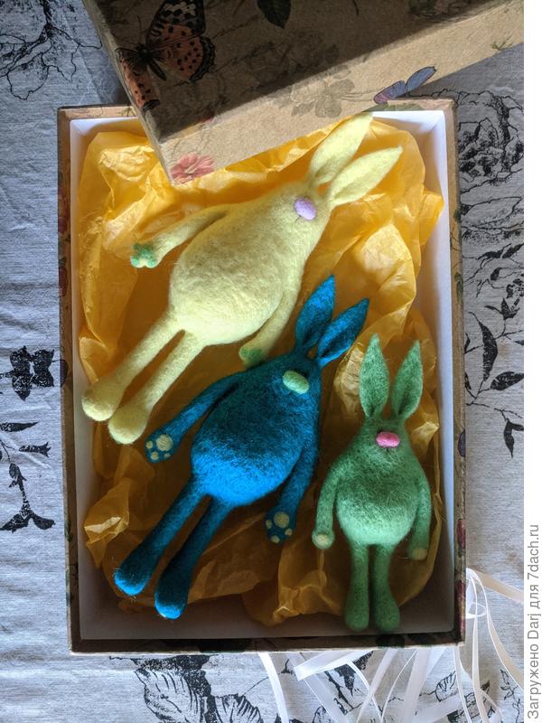 Когда на улице зябко, приятно работать с чем-нибудь теплым. Вот зайцы шерстяные:)