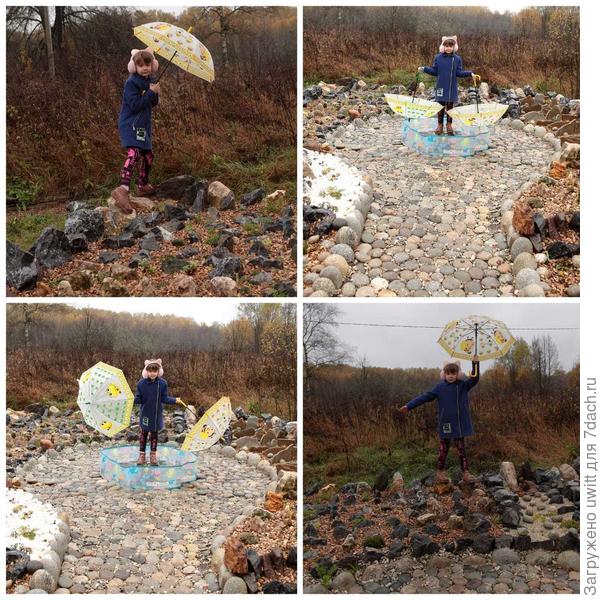 Дочка гуляет по саду