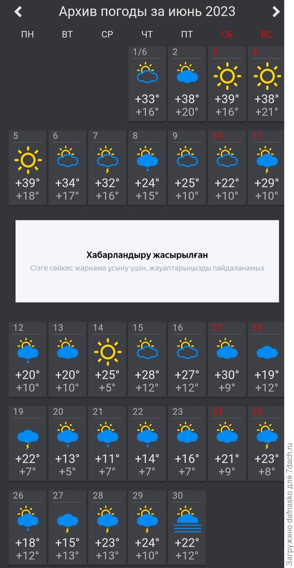 Погода в июне